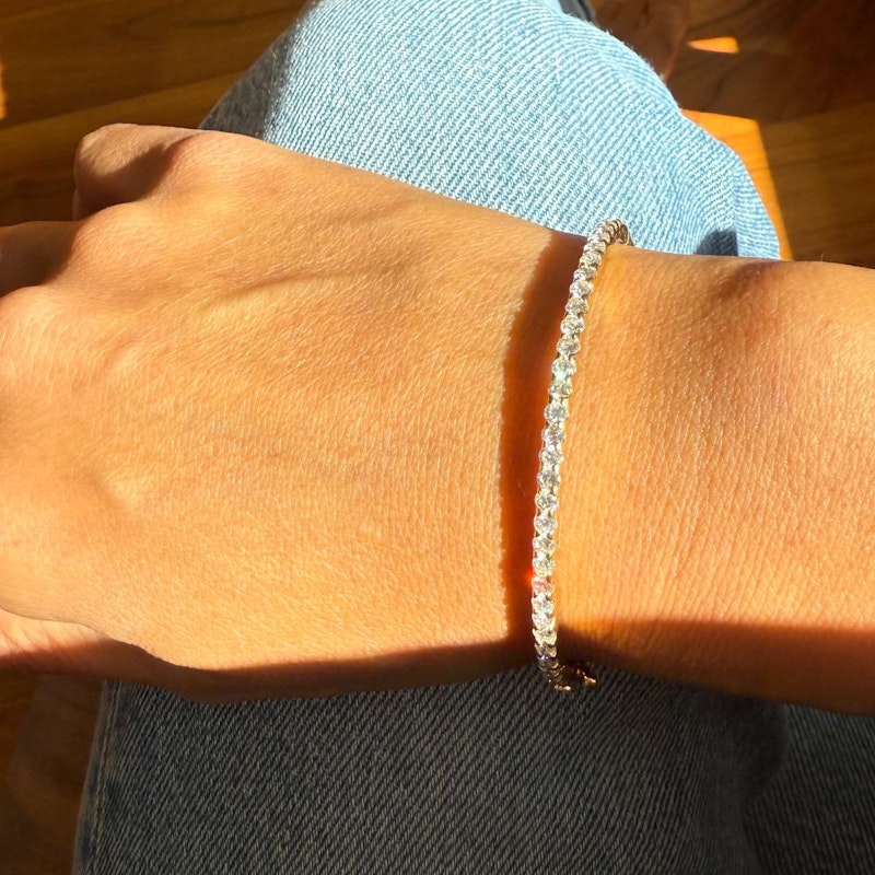 14k Yellow Gold Diamond Line Bangle Bracelet