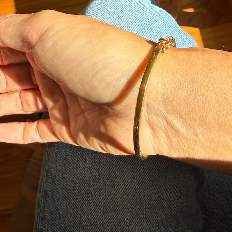 14k Yellow Gold Diamond Line Bangle Bracelet