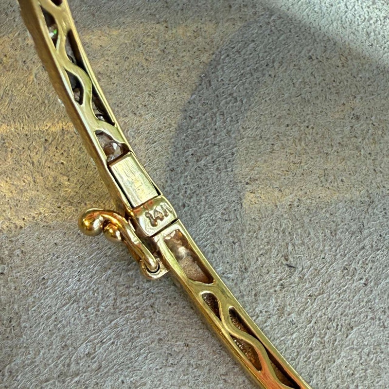 14k Yellow Gold Diamond Line Bangle Bracelet