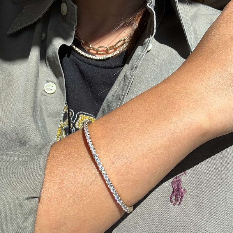14k Yellow Gold Diamond Line Bangle Bracelet