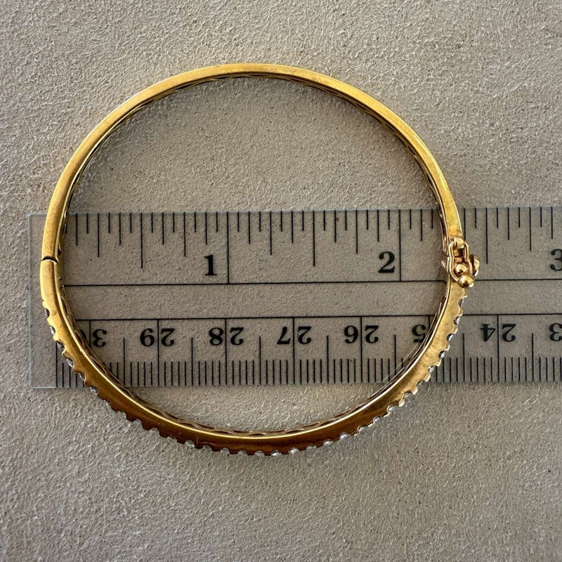 14k Yellow Gold Diamond Line Bangle Bracelet