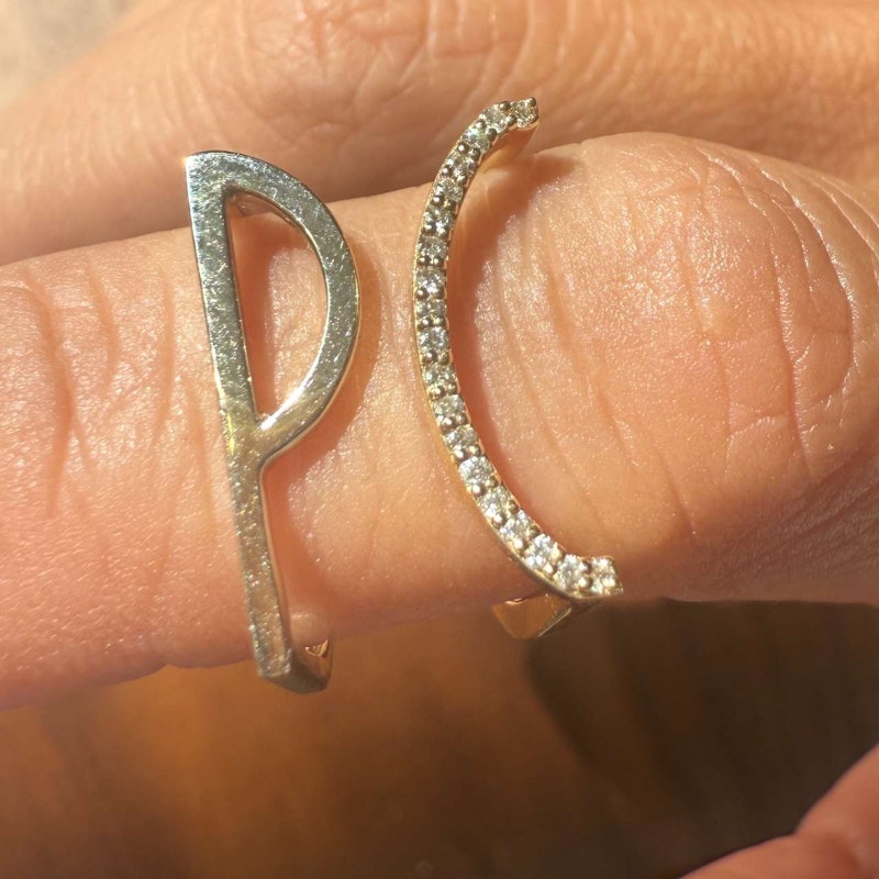 KWIT 14k White Gold Letter "P" Ring