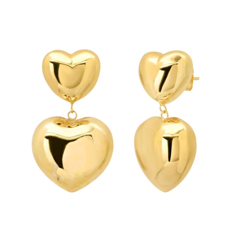 Shylee Rose 14k Yellow Gold Double Heart Puff Earrings