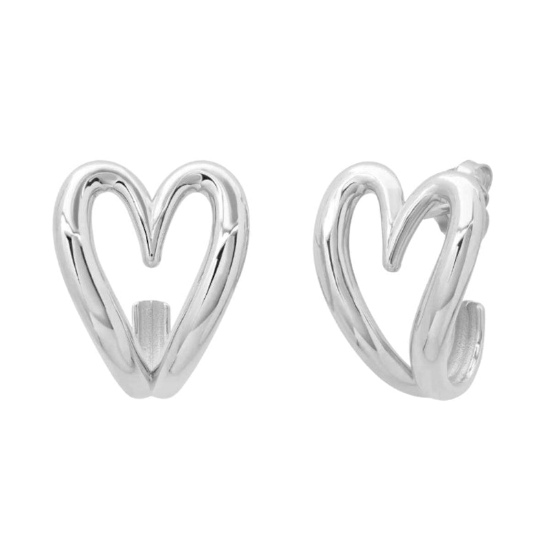 Shylee Rose 14k White Gold Open Heart Huggie Earrings