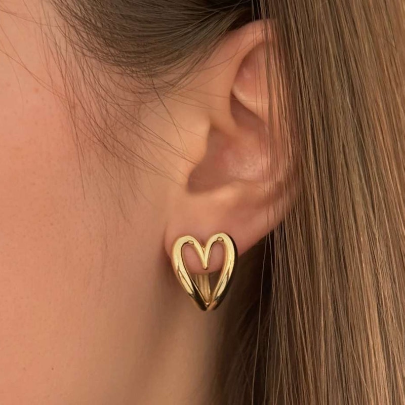Shylee Rose 14k White Gold Open Heart Huggie Earrings