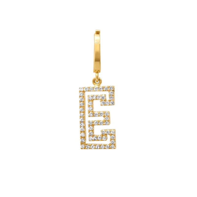 Shylee Rose 14k Yellow Gold Mini Diamond Outline “E” Initial Charm