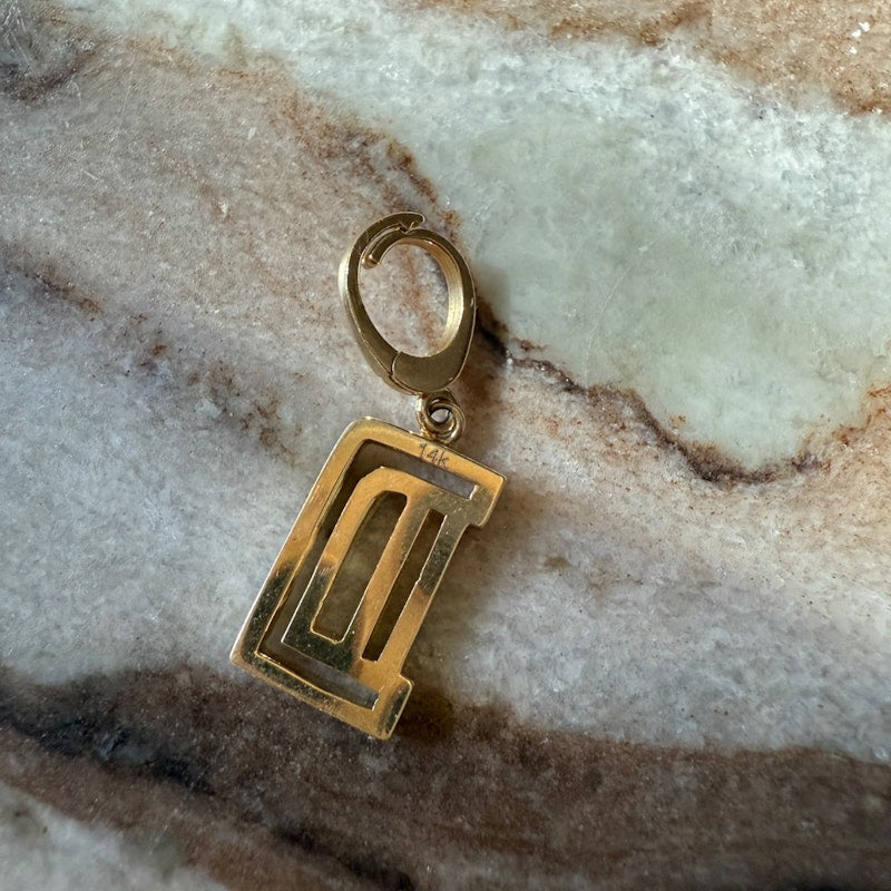 Shylee Rose 14k Yellow Gold “D” Mini Outline Initial Charm