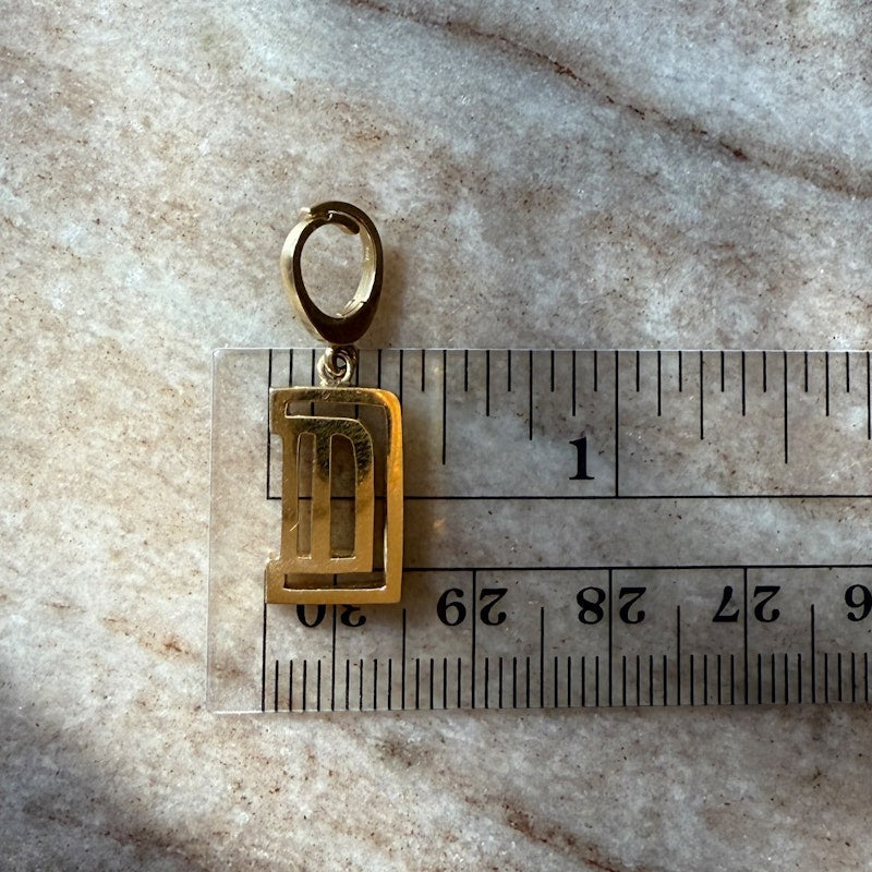 Shylee Rose 14k Yellow Gold “D” Mini Outline Initial Charm