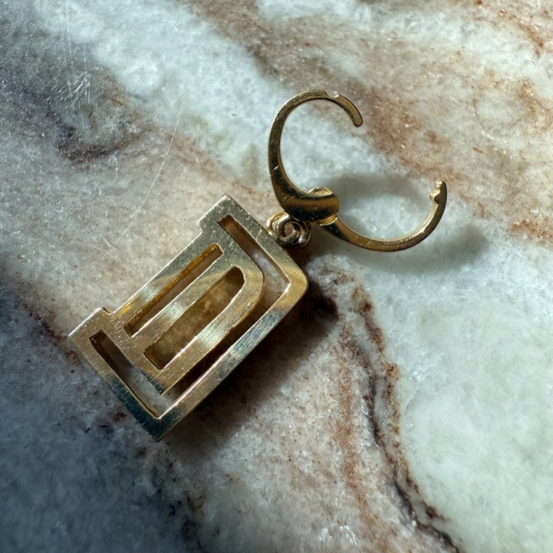 Shylee Rose 14k Yellow Gold “D” Mini Outline Initial Charm