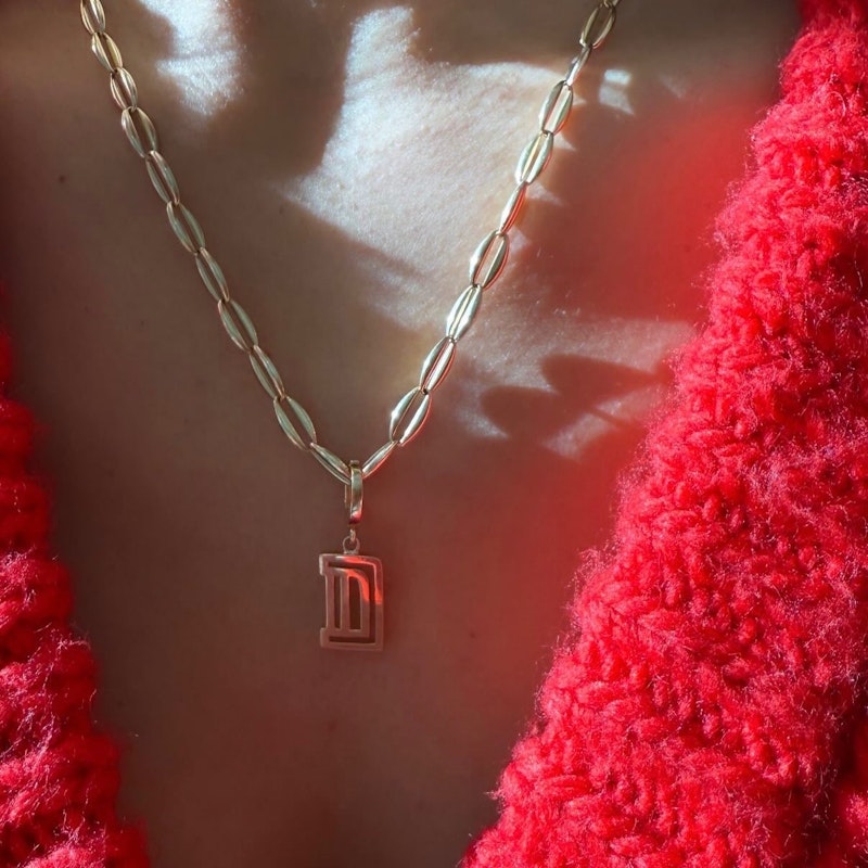 Shylee Rose 14k Yellow Gold “D” Mini Outline Initial Charm