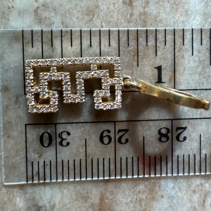 Shylee Rose 14k Yellow Gold Mini Diamond Outline “E” Initial Charm