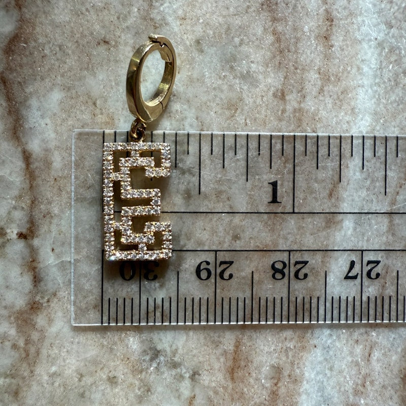 Shylee Rose 14k Yellow Gold Mini Diamond Outline “E” Initial Charm