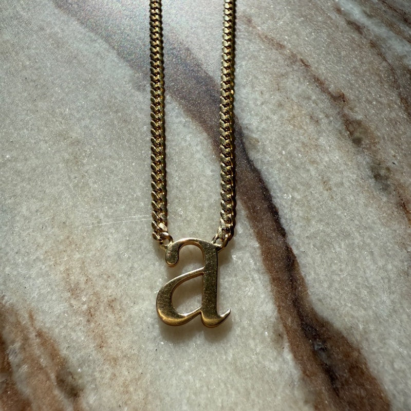 Shylee Rose 14k Yellow Gold Lowercase Roman Times “a” Initial Necklace