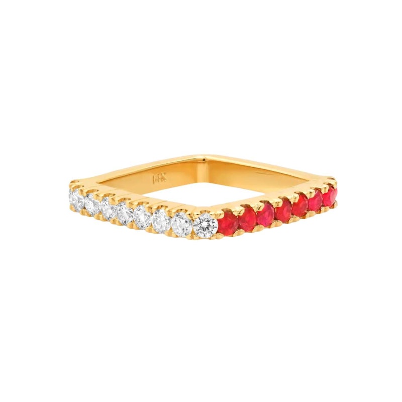 Shylee Rose 14k Yellow Gold Diamond & Ruby Square Ring