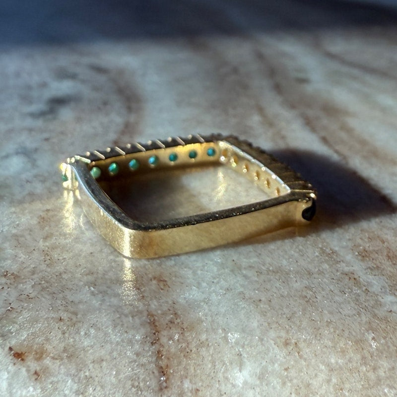 Shylee Rose 14k Yellow Gold Emerald & Sapphire Square Ring