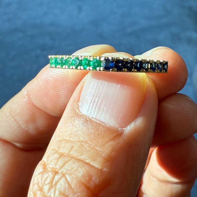 Shylee Rose 14k Yellow Gold Emerald & Sapphire Square Ring