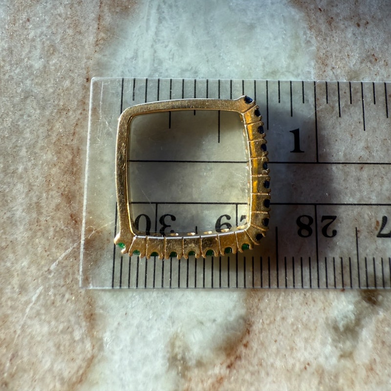 Shylee Rose 14k Yellow Gold Emerald & Sapphire Square Ring