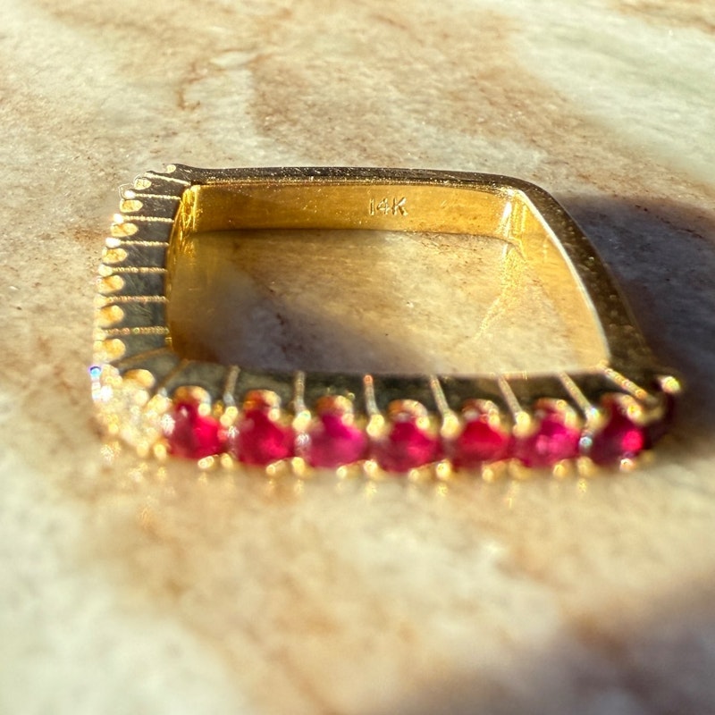 Shylee Rose 14k Yellow Gold Diamond & Ruby Square Ring