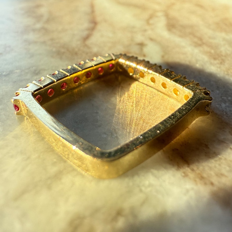 Shylee Rose 14k Yellow Gold Diamond & Ruby Square Ring