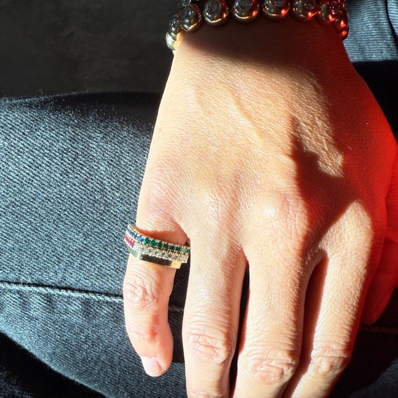 Shylee Rose 14k Yellow Gold Diamond & Ruby Square Ring