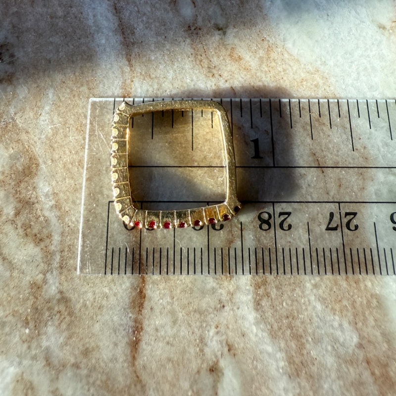 Shylee Rose 14k Yellow Gold Diamond & Ruby Square Ring