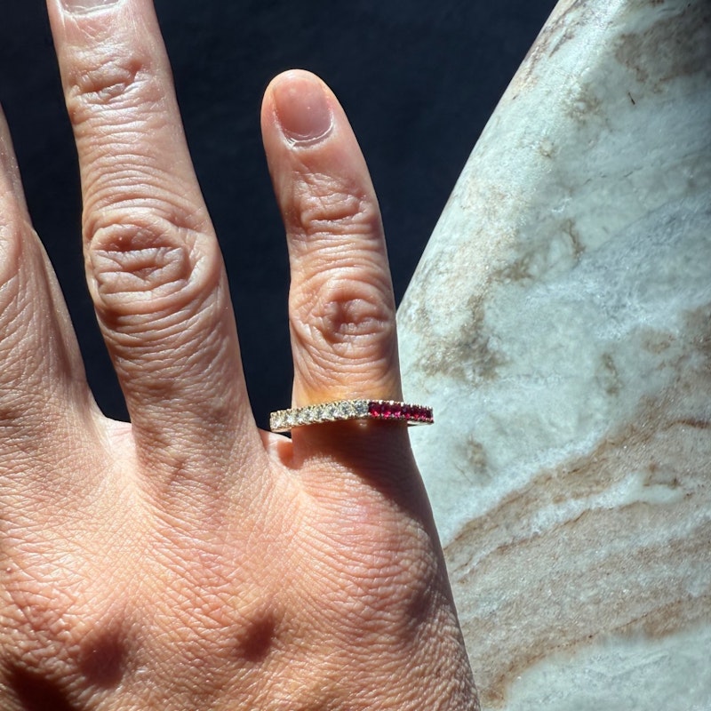 Shylee Rose 14k Yellow Gold Diamond & Ruby Square Ring