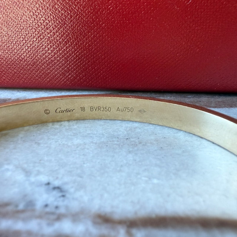 Cartier 18k Yellow Gold LOVE Bracelet, Classic Model, Size 18