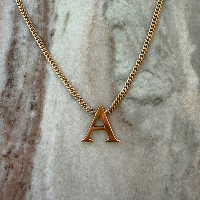 Shylee Rose 14k Yellow Gold Uppercase Roman Times “A” Initial Necklace
