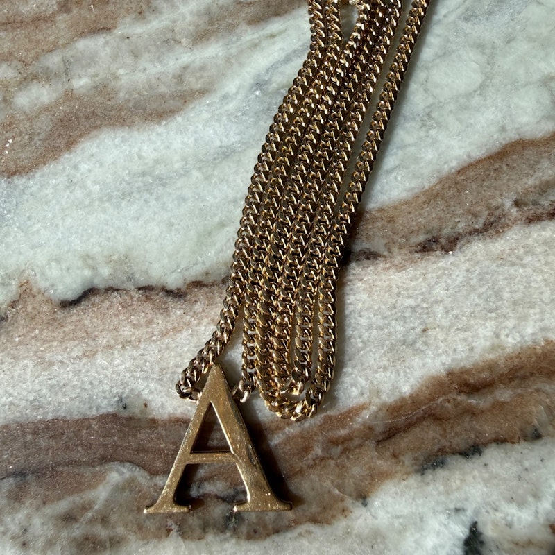 Shylee Rose 14k Yellow Gold Uppercase Roman Times “A” Initial Necklace