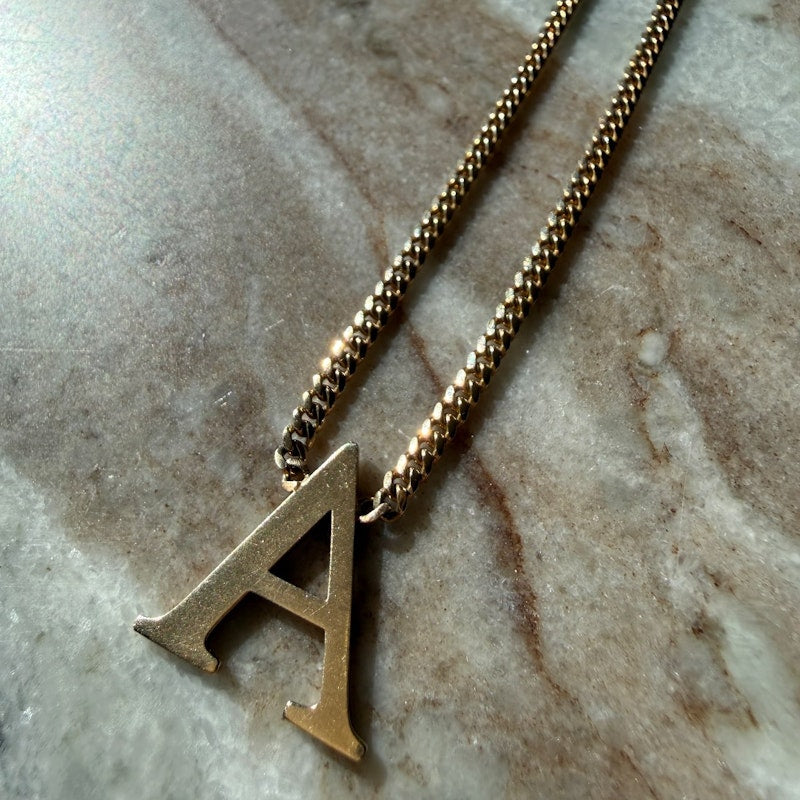 Shylee Rose 14k Yellow Gold Uppercase Roman Times “A” Initial Necklace