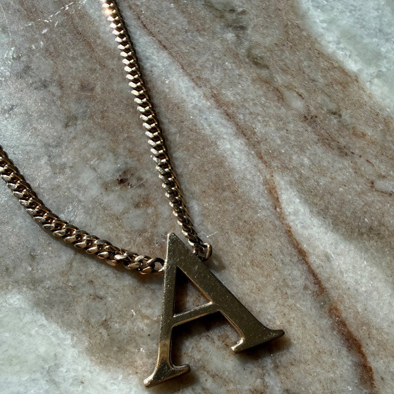 Shylee Rose 14k Yellow Gold Uppercase Roman Times “A” Initial Necklace