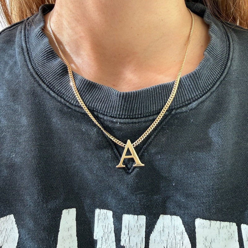 Shylee Rose 14k Yellow Gold Uppercase Roman Times “A” Initial Necklace