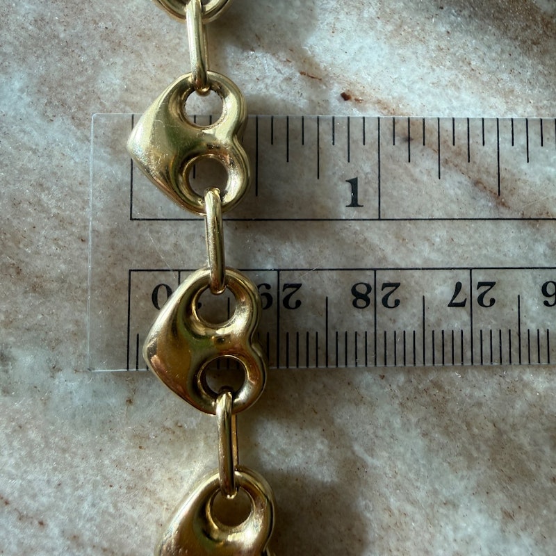 Vintage 10k Yellow Gold Puffy Heart Mariner Chain Bracelet