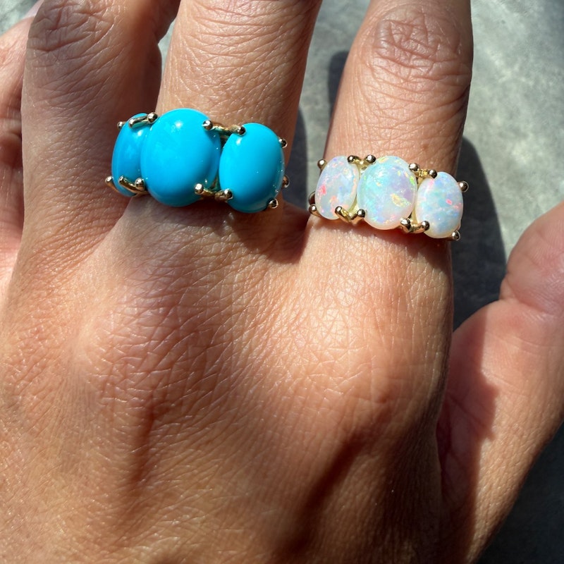 Charlie & Marcelle Gumdrop Ring with Three Opal Cabochons