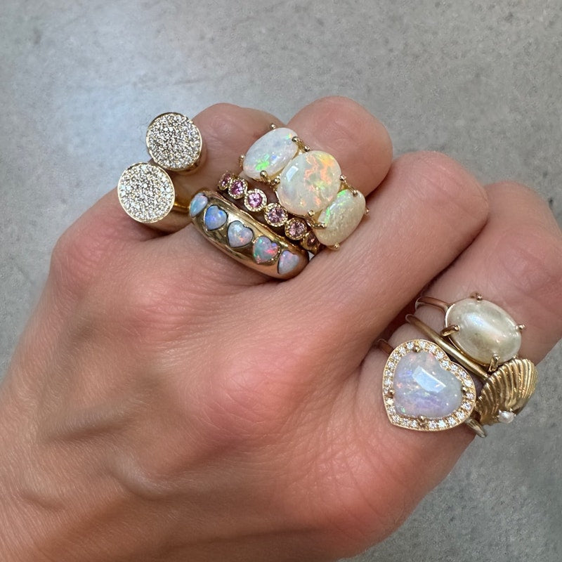 Charlie & Marcelle Gumdrop Ring with Three Opal Cabochons