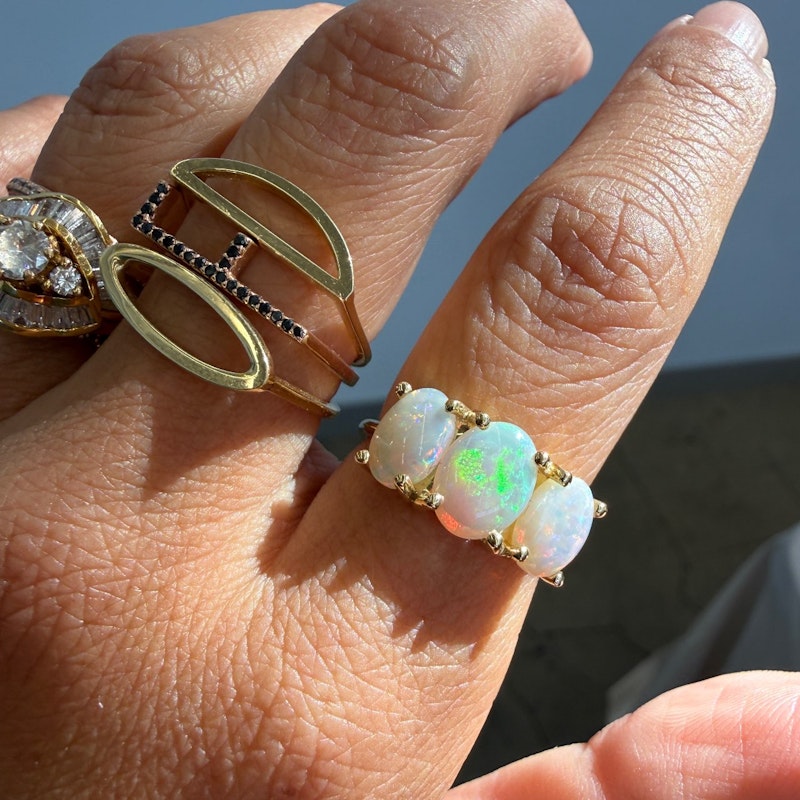 Charlie & Marcelle Gumdrop Ring with Three Opal Cabochons