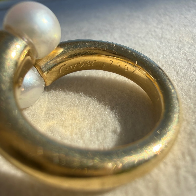 Cartier 18k Yellow Gold Toi & Moi Pearl Ring