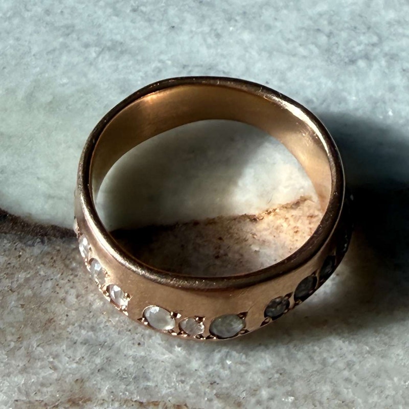 Sirciam 14k Rose Gold Rose Cut Diamond Eternity Band