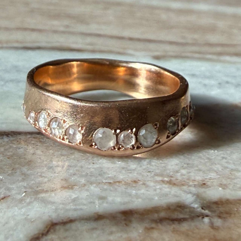 Sirciam 14k Rose Gold Rose Cut Diamond Eternity Band