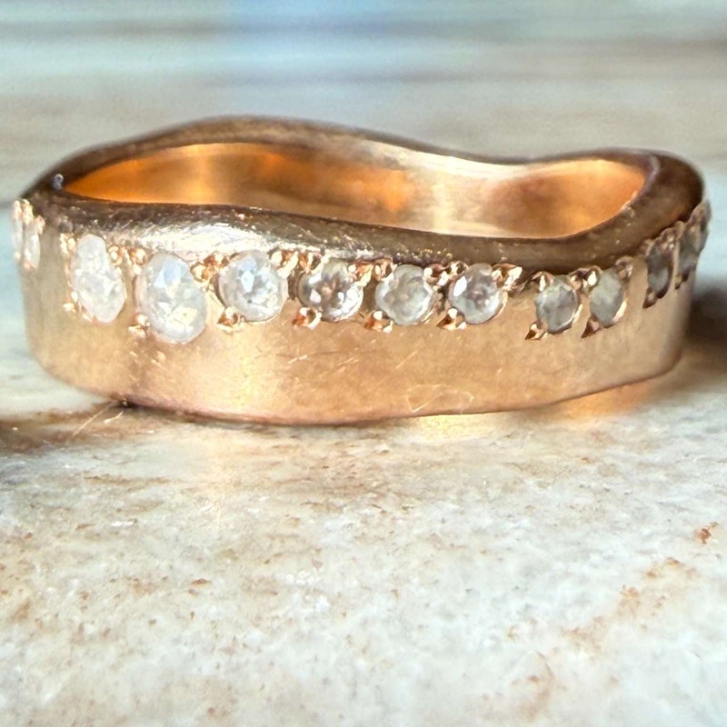 Sirciam 14k Rose Gold Rose Cut Diamond Eternity Band
