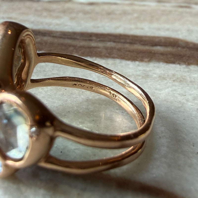 Sirciam 14k Rose Gold Blue-Green Tourmaline Mana Ring