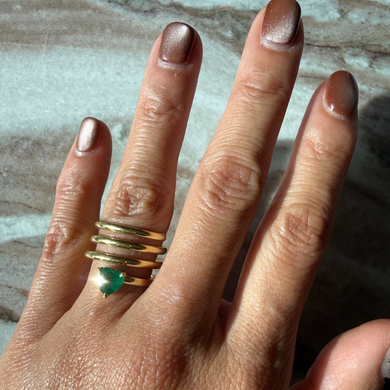 18k Yellow Gold Emerald Heart Spiral Ring
