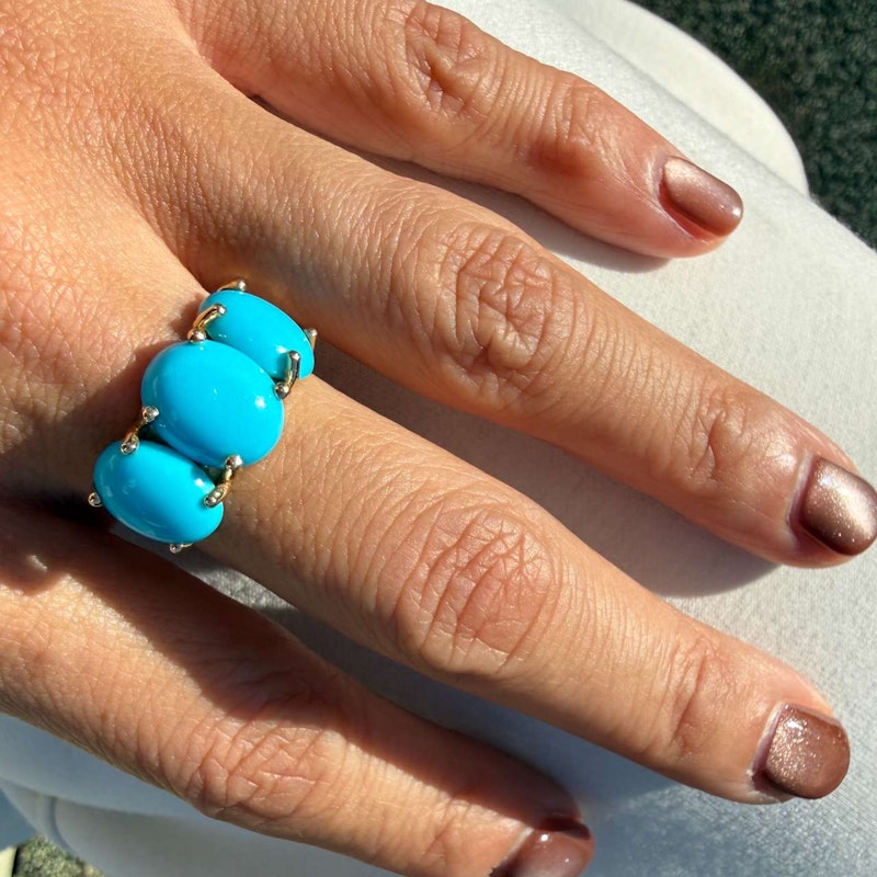 Charlie & Marcelle 14k Yellow Gold Turquoise Jumbo Gumdrop Ring