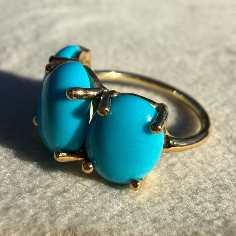 Charlie & Marcelle 14k Yellow Gold Turquoise Jumbo Gumdrop Ring