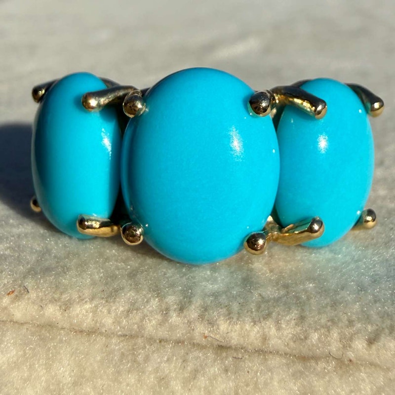 Charlie & Marcelle 14k Yellow Gold Turquoise Jumbo Gumdrop Ring