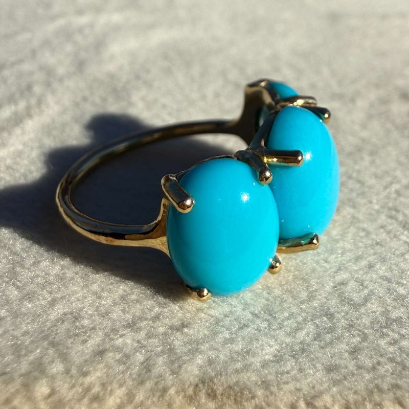 Charlie & Marcelle 14k Yellow Gold Turquoise Jumbo Gumdrop Ring