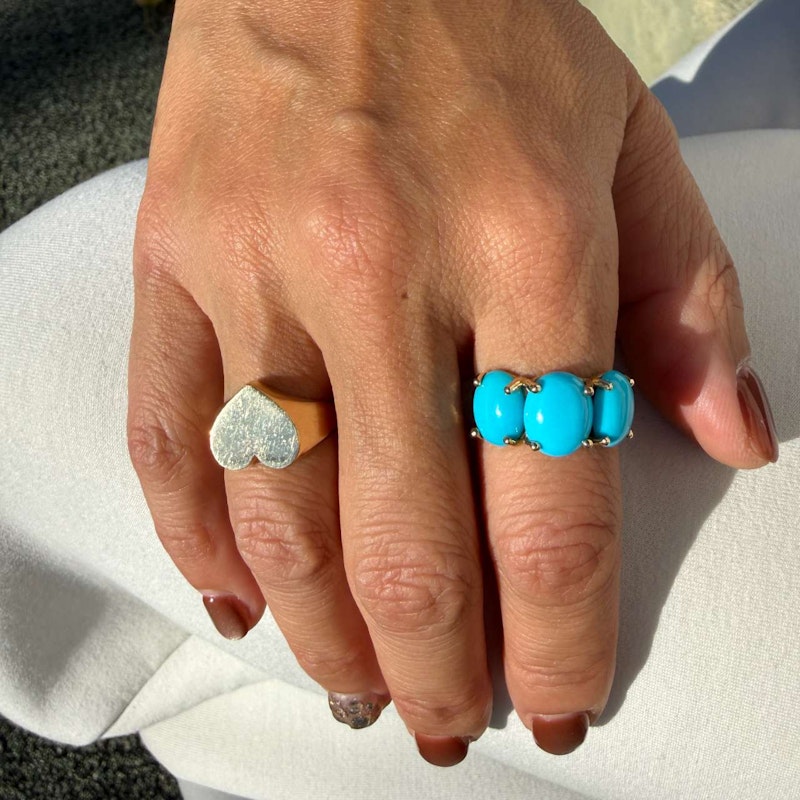 Charlie & Marcelle 14k Yellow Gold Turquoise Jumbo Gumdrop Ring