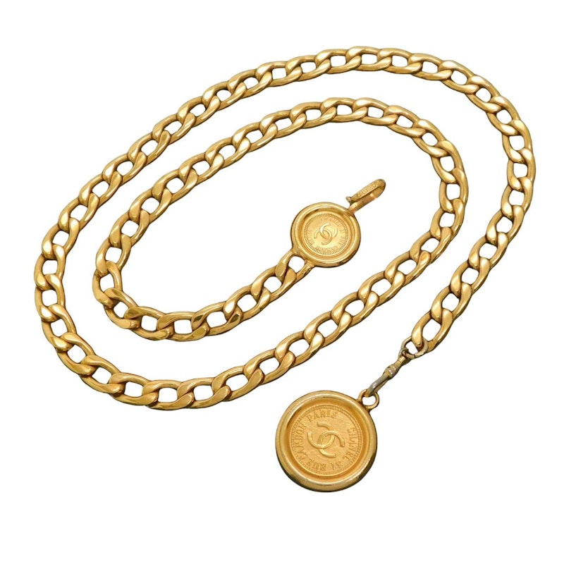 Chanel Vintage Gold-Plated CC Medallion Chain Belt