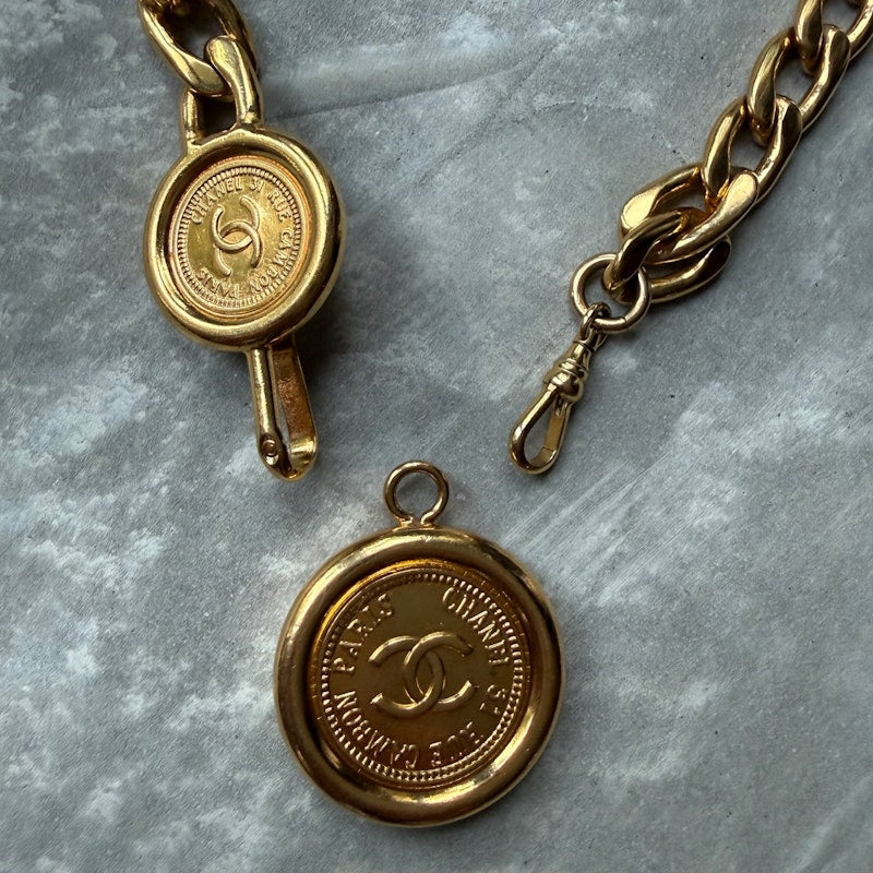 Chanel Vintage Gold-Plated CC Medallion Chain Belt