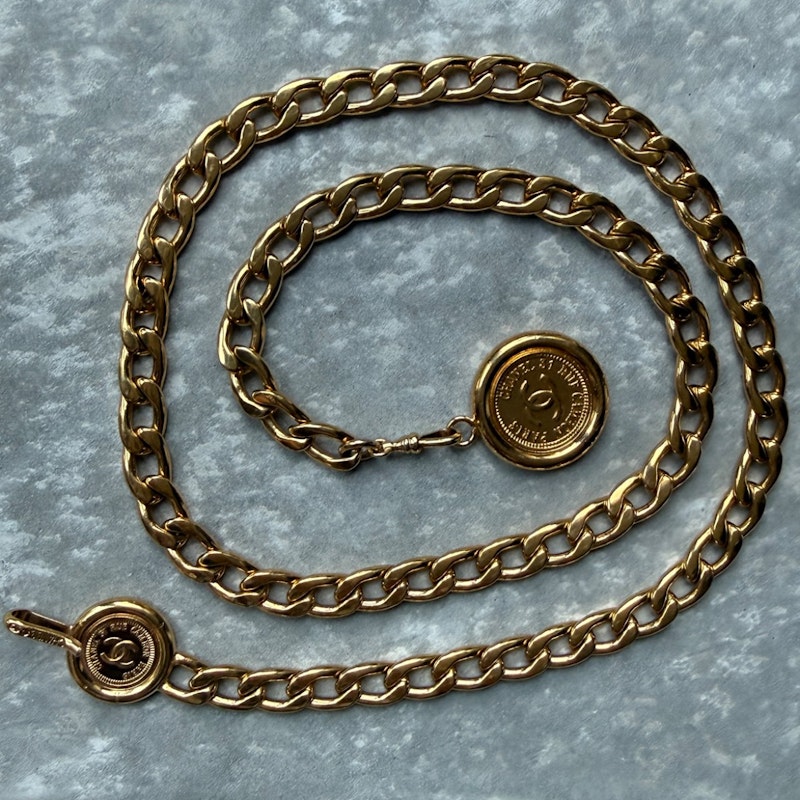 Chanel Vintage Gold-Plated CC Medallion Chain Belt